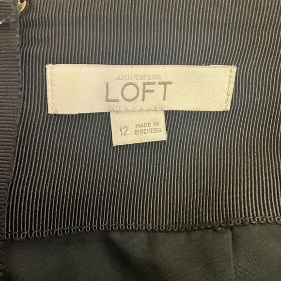 Ann Taylor Loft Women’s Size 12 Black Metallic Gold A Line Mini Skirt Pleated - Picture 7 of 9